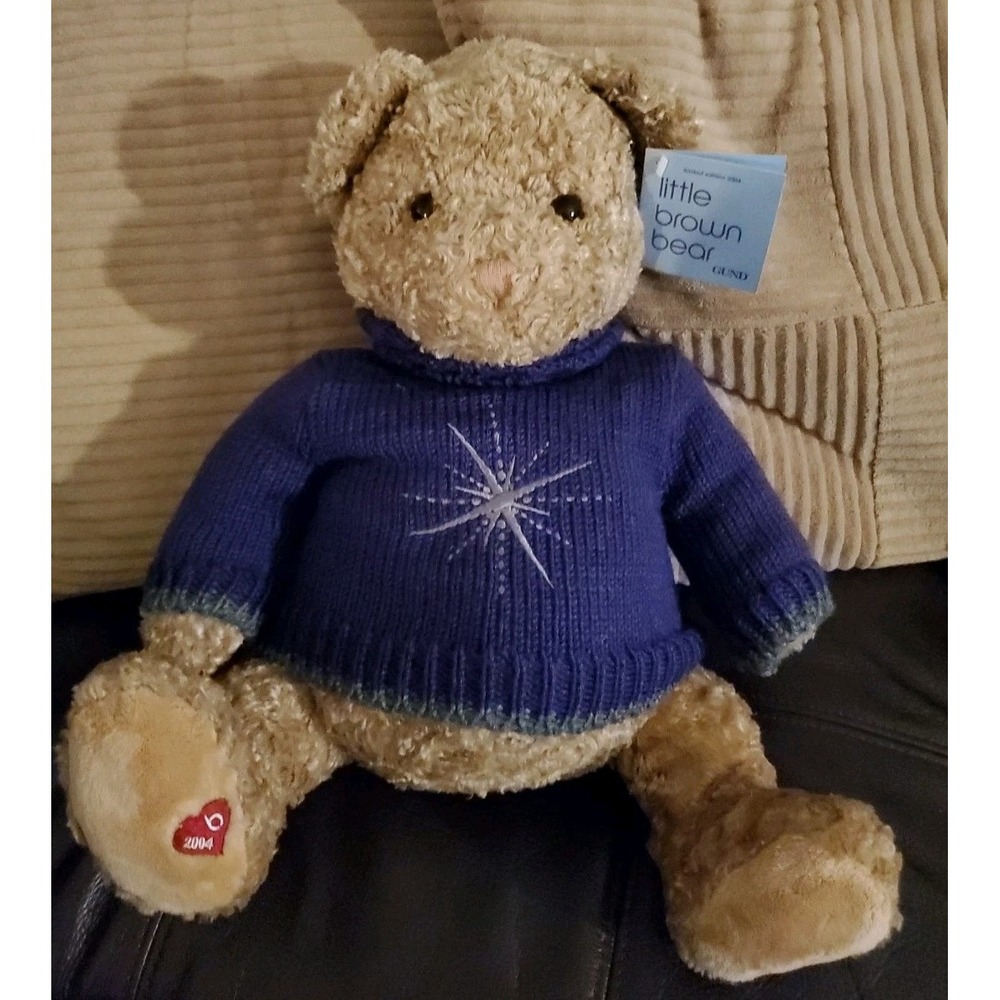 Gund Bloomingdales LITTLE BROWN BEAR Purple‎ Sweater Limited Edition 2004 w/Tags